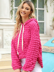 Women's Oversized Bubble Textured Waffle Hoodie
