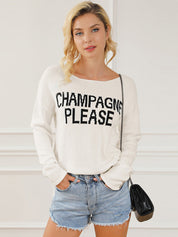 Women's Crewneck Champagne Please Slit Sweater