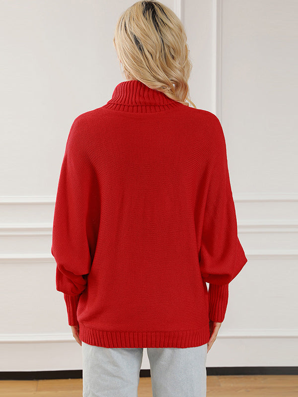 Women's Xmas Choice Merry Printed Turtleneck Knitted Sweater