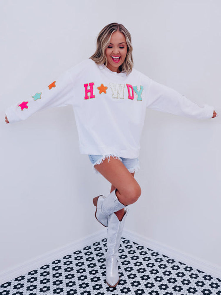 Sparkling Glitter Howdy Patch Sweatshirt