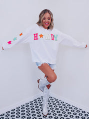 Sparkling Glitter Howdy Patch Sweatshirt