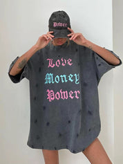 Distressed Washed Holes Baggy Shirt