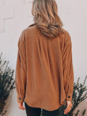 Women's Retro Button Down Plush Baggy Shirt Jacket