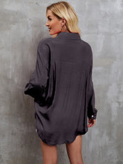 Women's Long Sleeve Single Breasted Solid Color Shirt