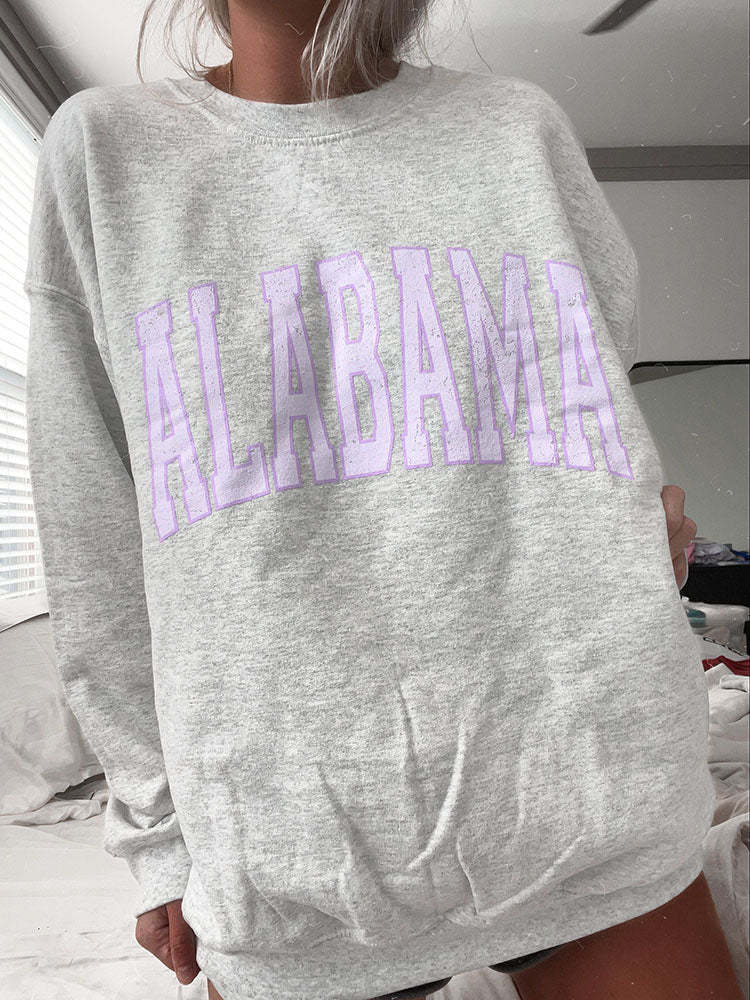 Ladies Alabama Printed Long Sleeve Crewneck Sweatshirt