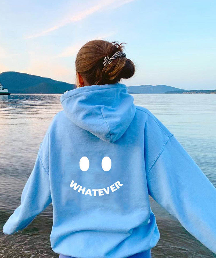 Sudaderas informales para mujer con cara sonriente Whatever