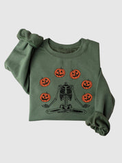 Halloween Pumpkin Skeleton Spooky Season Sweatshirt