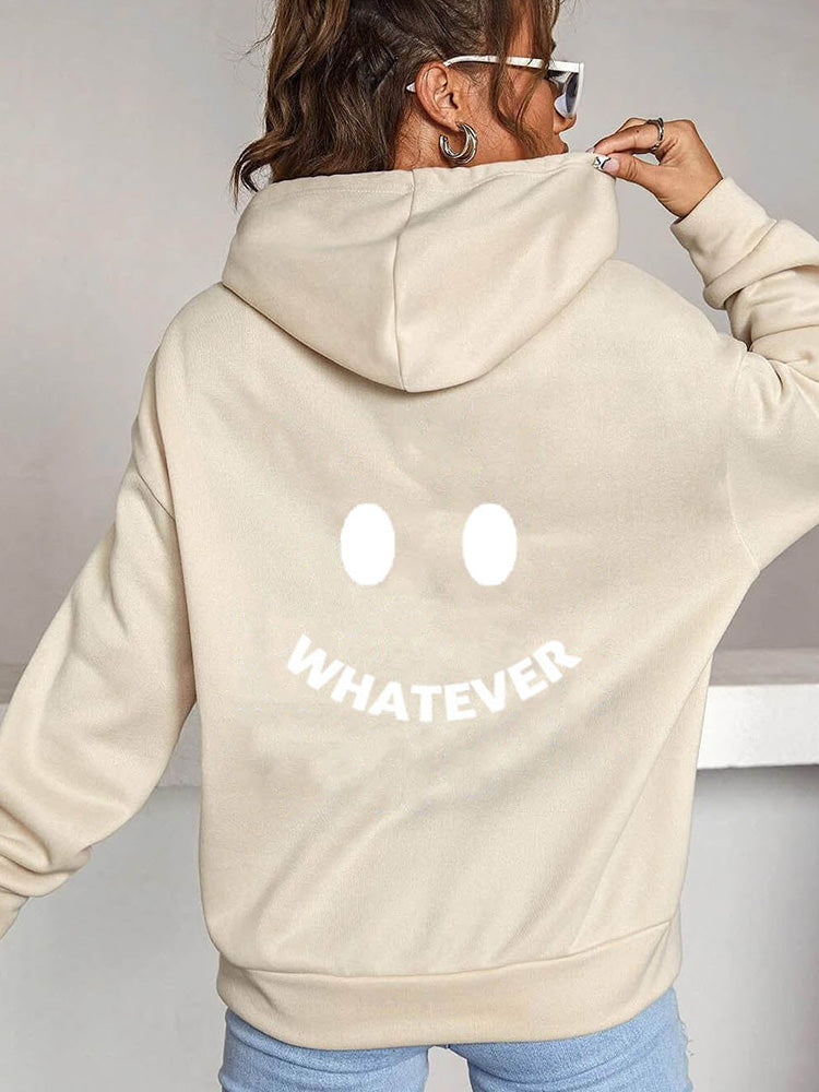 Casual Ladies Whatever Smiley Face Hoodies