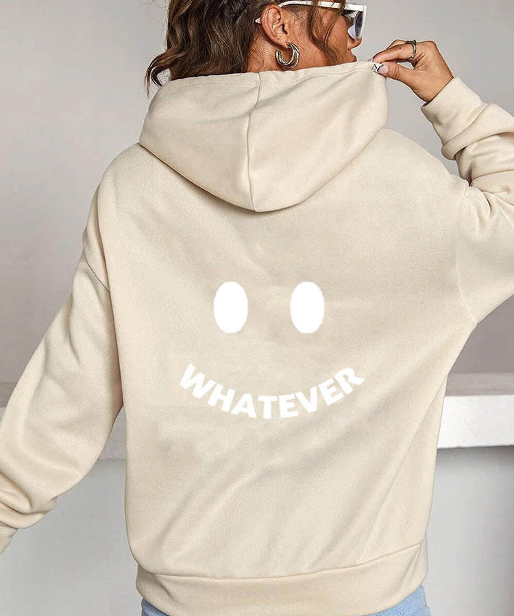 Sudaderas informales para mujer con cara sonriente Whatever