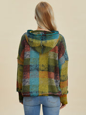 Women's Retro Beth Plaid Reverse Fleece Hoodie