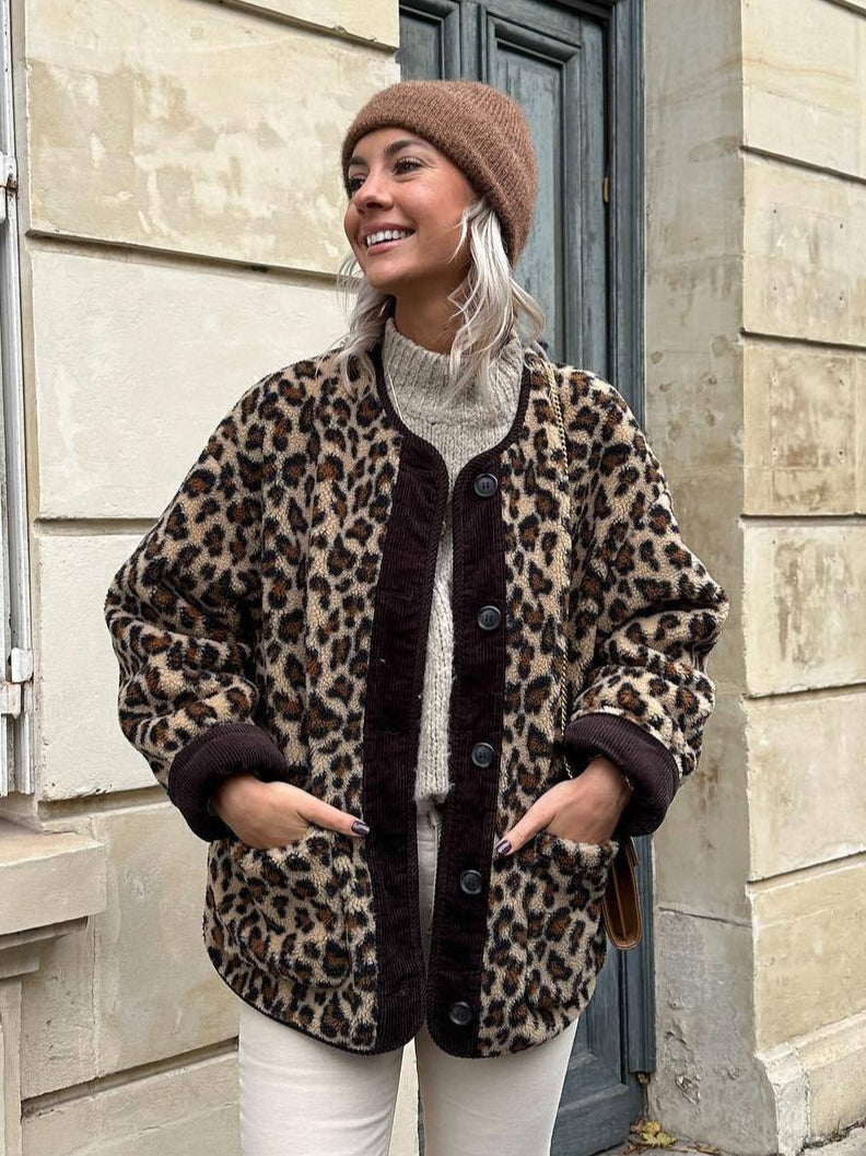 Women's Retro Leopard Faux Shearling Coat