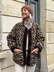 Women's Retro Leopard Faux Shearling Coat