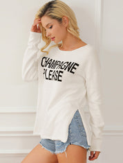 Women's Crewneck Champagne Please Slit Sweater