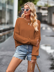 Women's Slouchy Solid Crewneck Cashmere Baggy Sweater