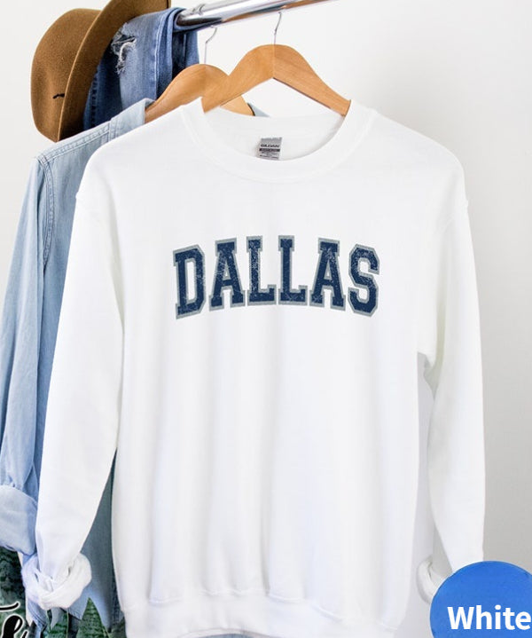 Womens Distressed Dallas Crewneck Sweatshirt