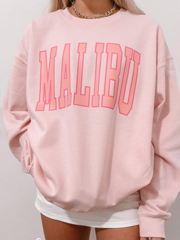 Preppy Malibu Printed Crew Neck Sweatshirt