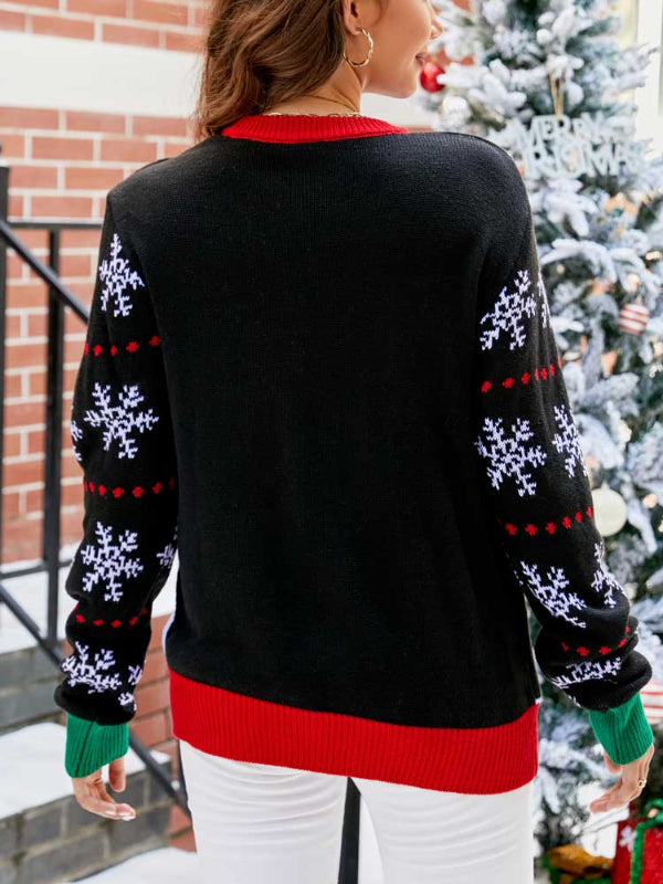 Women's Santa & Reindeer Hoho Pattern Ugly Christmas Sweater