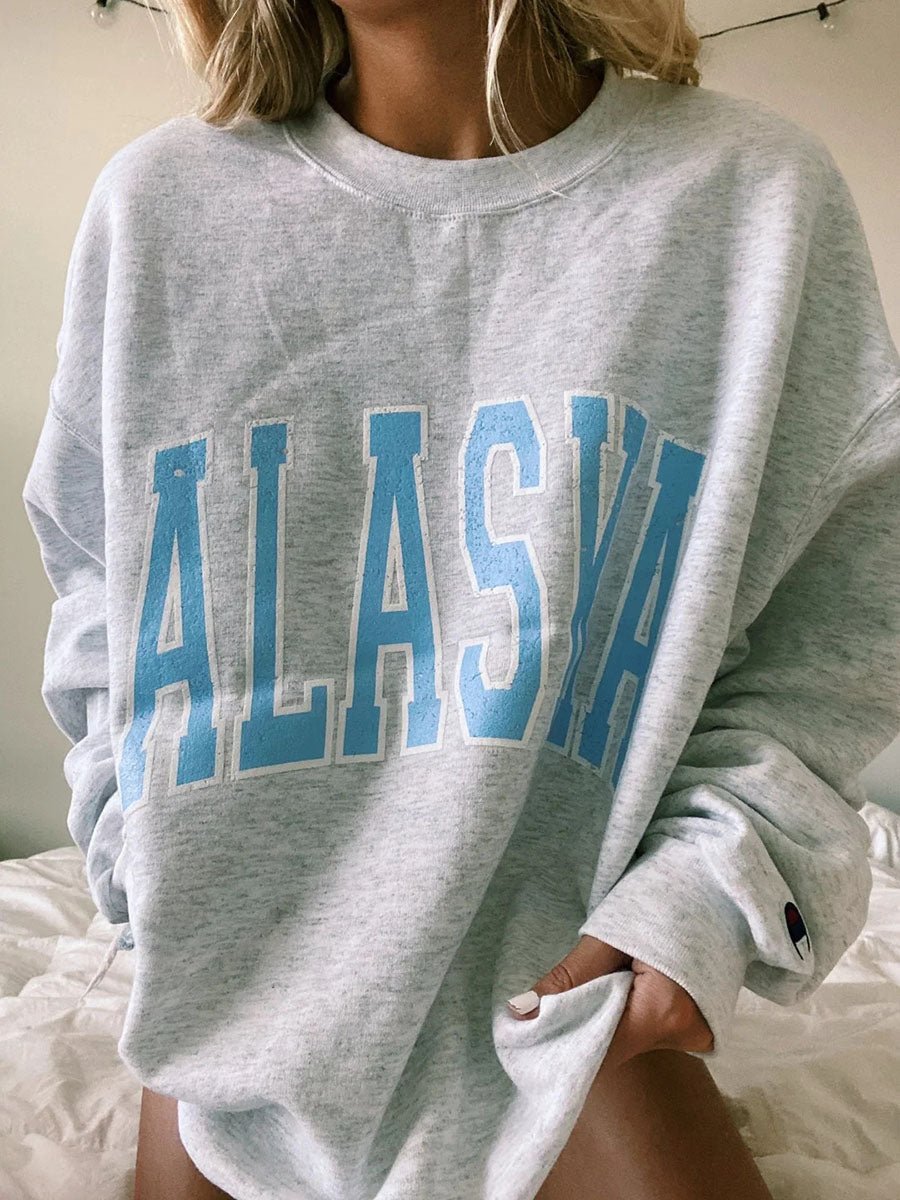 Ladies Oversized Alaska Printed Sweatshirt