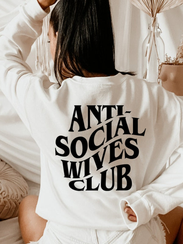 Womens Anti Social Wives Club Crewneck Sweatshirt