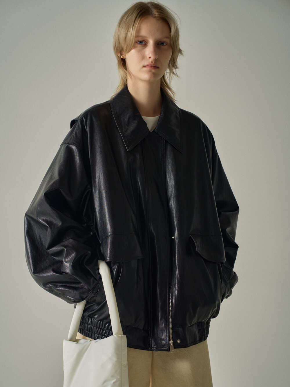 Women's Oversized Zip Up Streetwear Faux Leather Jacket