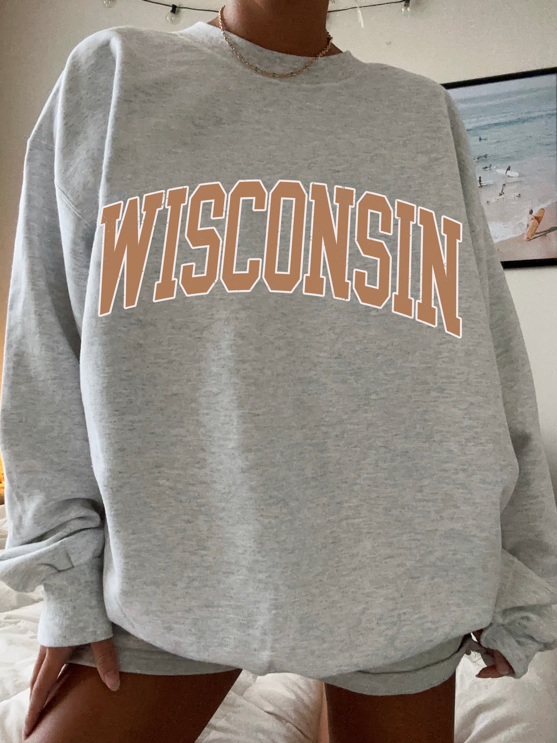 Oversized Wisconsin Crew Neck Sweatshirt