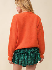 Women's Casual Pumpkin Graphic Pullover Sweater