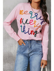 Women's Casual Merry Everything Pink Knit Sweater