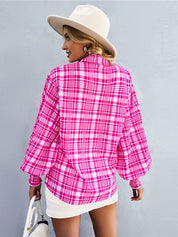 Women's Puff Sleeve Tie Dry  Button-Up Blouse