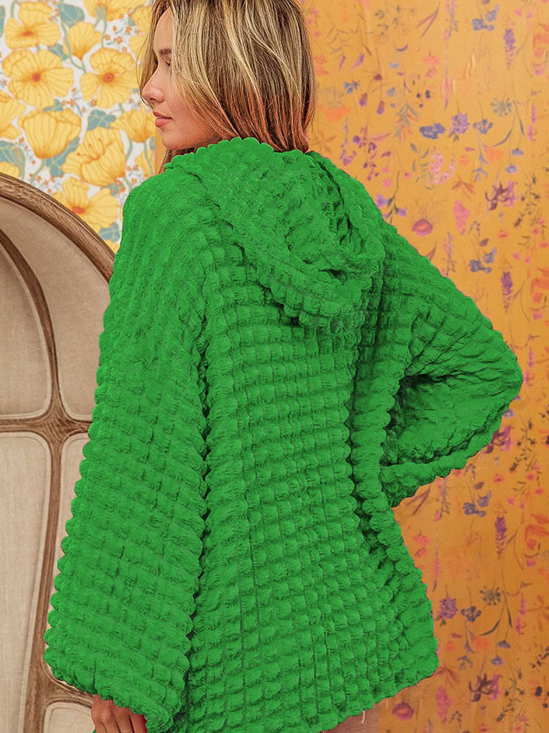 Women's Oversized Bubble Textured Waffle Hoodie