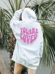 Ladies You Are Loved Printed Preppy Oversized Hoodie