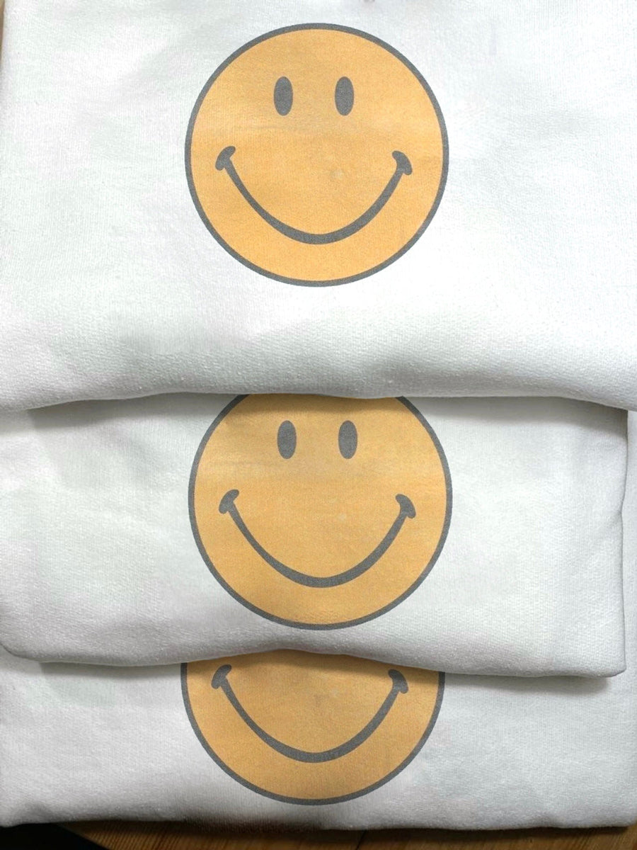 Women's Preppy Happy Smiley Face Crewneck Sweatshirt