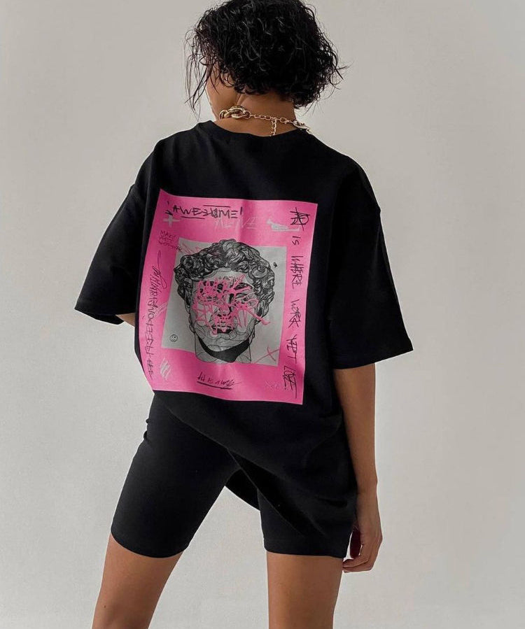 Ladies Abstract Art Painting Short Sleeve T-shirt