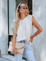 Shiny Sequin Round Neck Tank Top