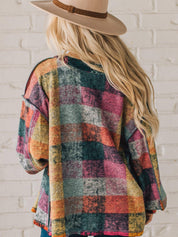 Western Cowgirl Checkered Textured Casual Minimalist Shirt Jacket