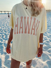 Preppy Yellow Hawaii Round Neck T-Shirt