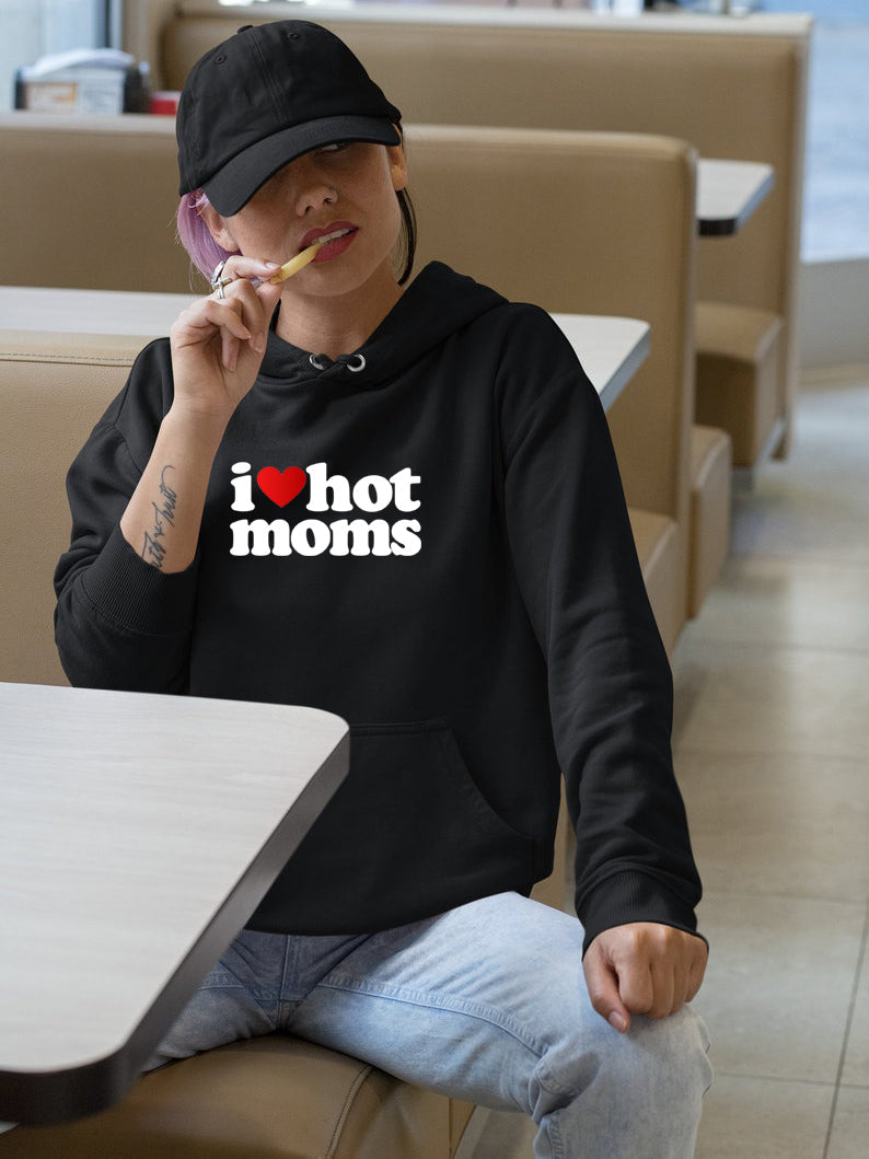 Oversized I Love Heart Hot Moms Hoodies