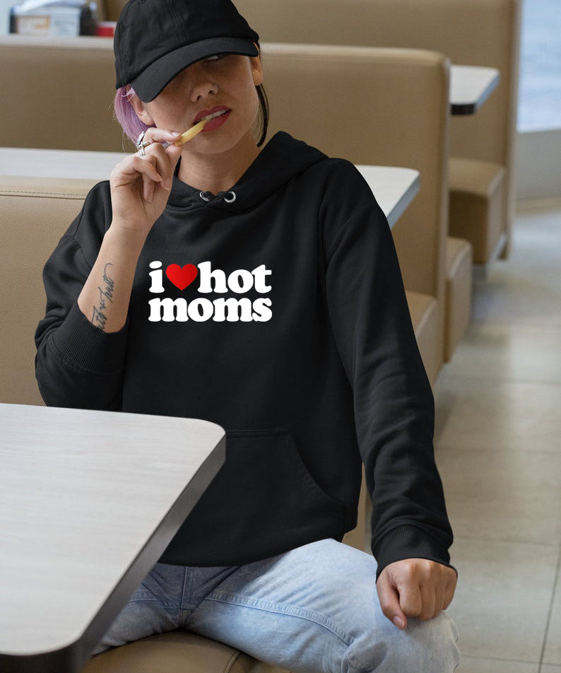 Oversized I Love Heart Hot Moms Hoodies