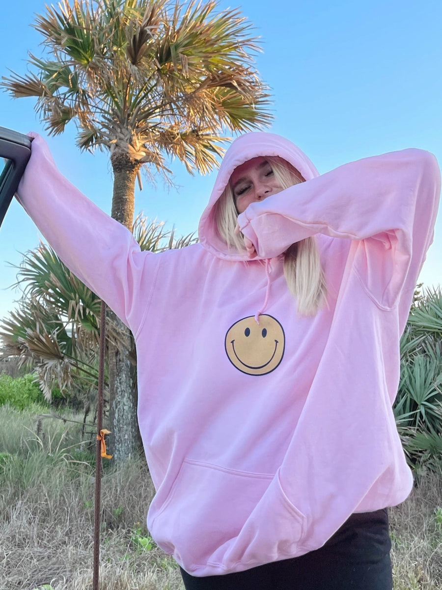 Women's Preppy Happy Smiley Face Baggy Hoodie