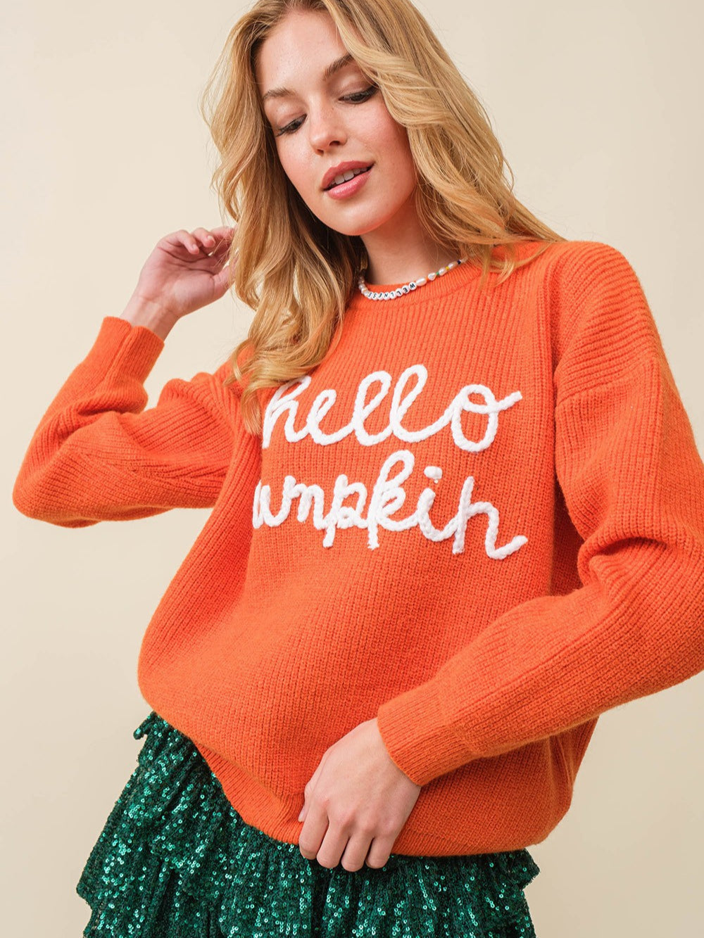Women's Casual Pumpkin Graphic Pullover Sweater