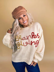 Women's Thanksgiving Embroidered Sweater