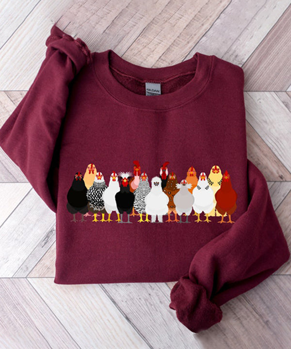 Women's Chicken Love Funny Farmer Crewneck Sweatshirt