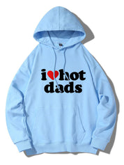 Oversized Blue I Love Hot Dads Hoodies