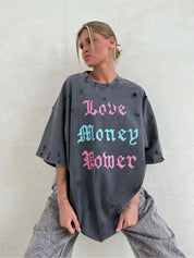 Distressed Washed Holes Baggy Shirt