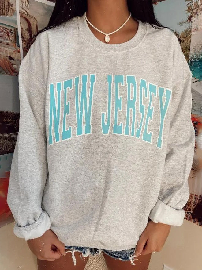 Oversized New Jersey Crew Neck Sweatshirt