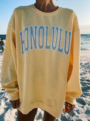Preppy Yellow Honolulu Crewneck Sweatshirt