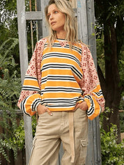 Ugly Pretty Flower Stripes Crewneck Sweatshirt