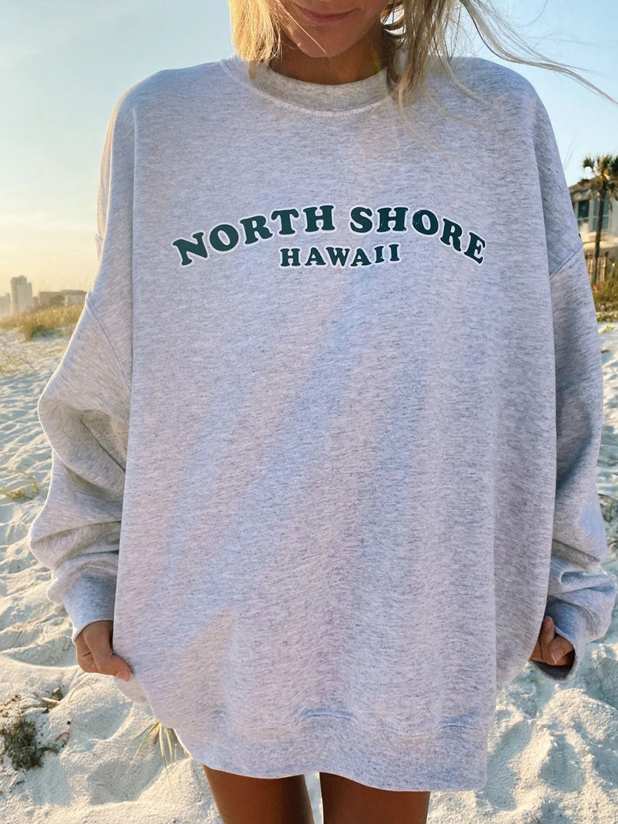 Ladies North Shore Hawaii Oversized Crew Neck Sweatshirt
