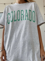 Dam T-shirt med tryck och oversized passform, Colorado, rund hals