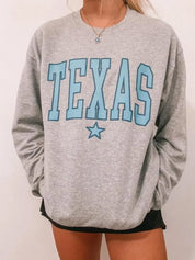 Oversized Preppy Texas Crew Neck Sweatshirt
