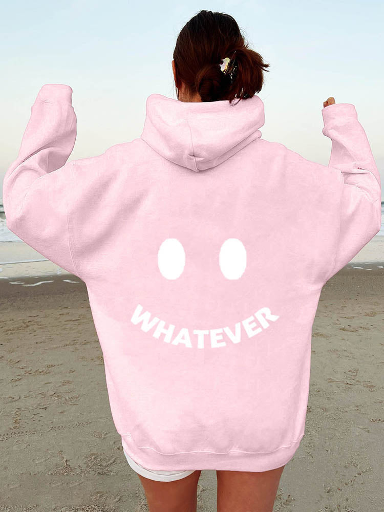 Casual Ladies Whatever Smiley Face Hoodies